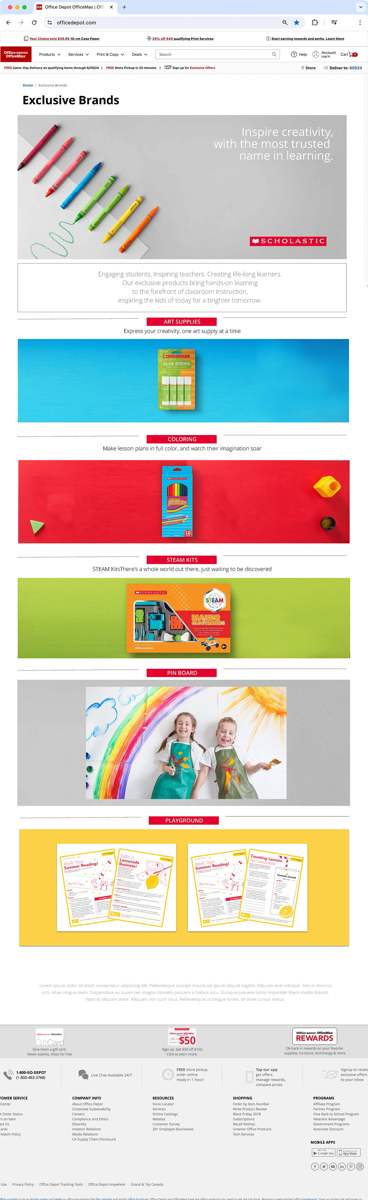 Office Depot · Scholastic Website UX/UI · 04