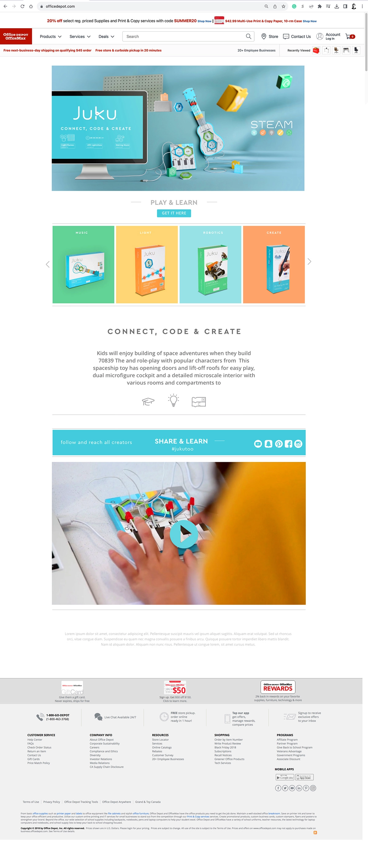 Office Depot / Juku · Didactic Toys Brand Web UX · 02