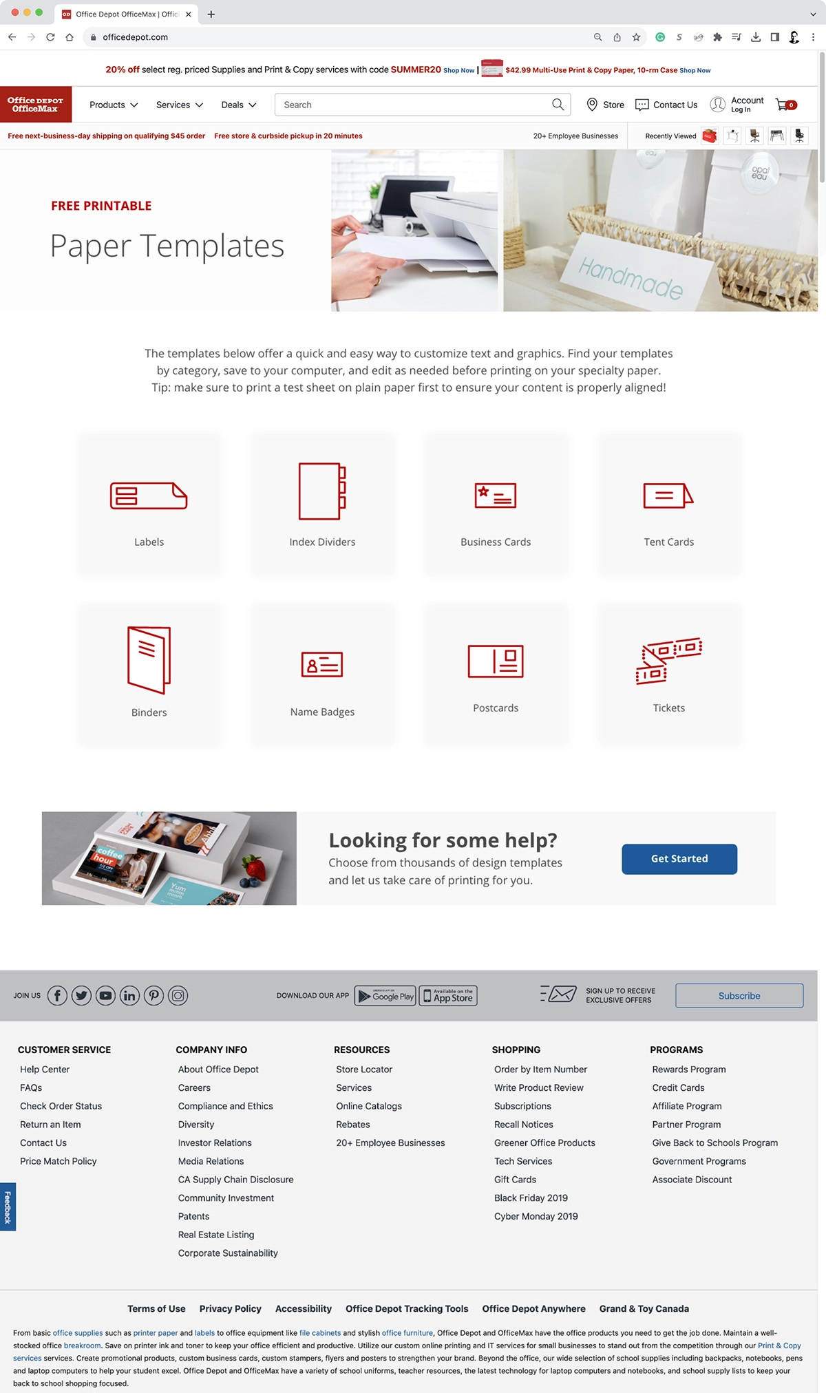 Office Depot · Paper Templates Microsite UX/UI · 04